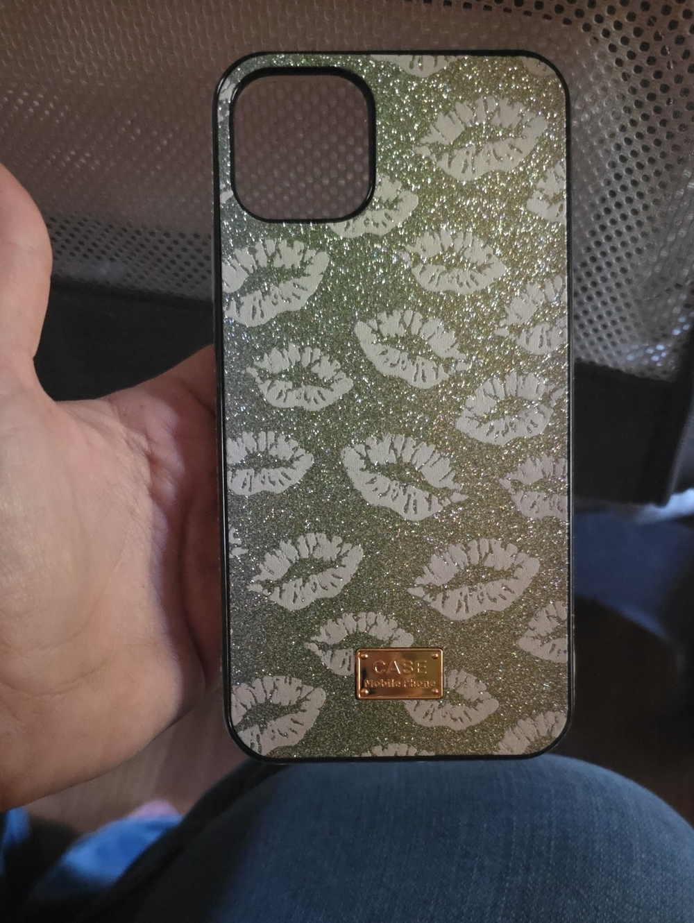 Crush Glitter Lip Print Phone Case - Green